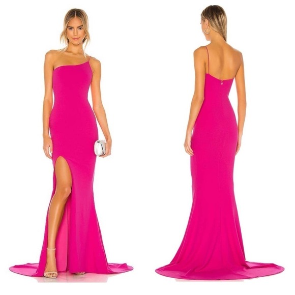 Nookie Women's Neon Pink Jasmine One Shoulder Gown Size XL NWT - Picture 1 of 12